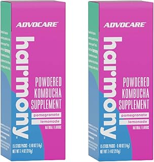 Harmony - Powdered Kombucha Supplement - Pomegranate Lemonade - 15 Stick Packs - O.48 Oz (Pack of 2)