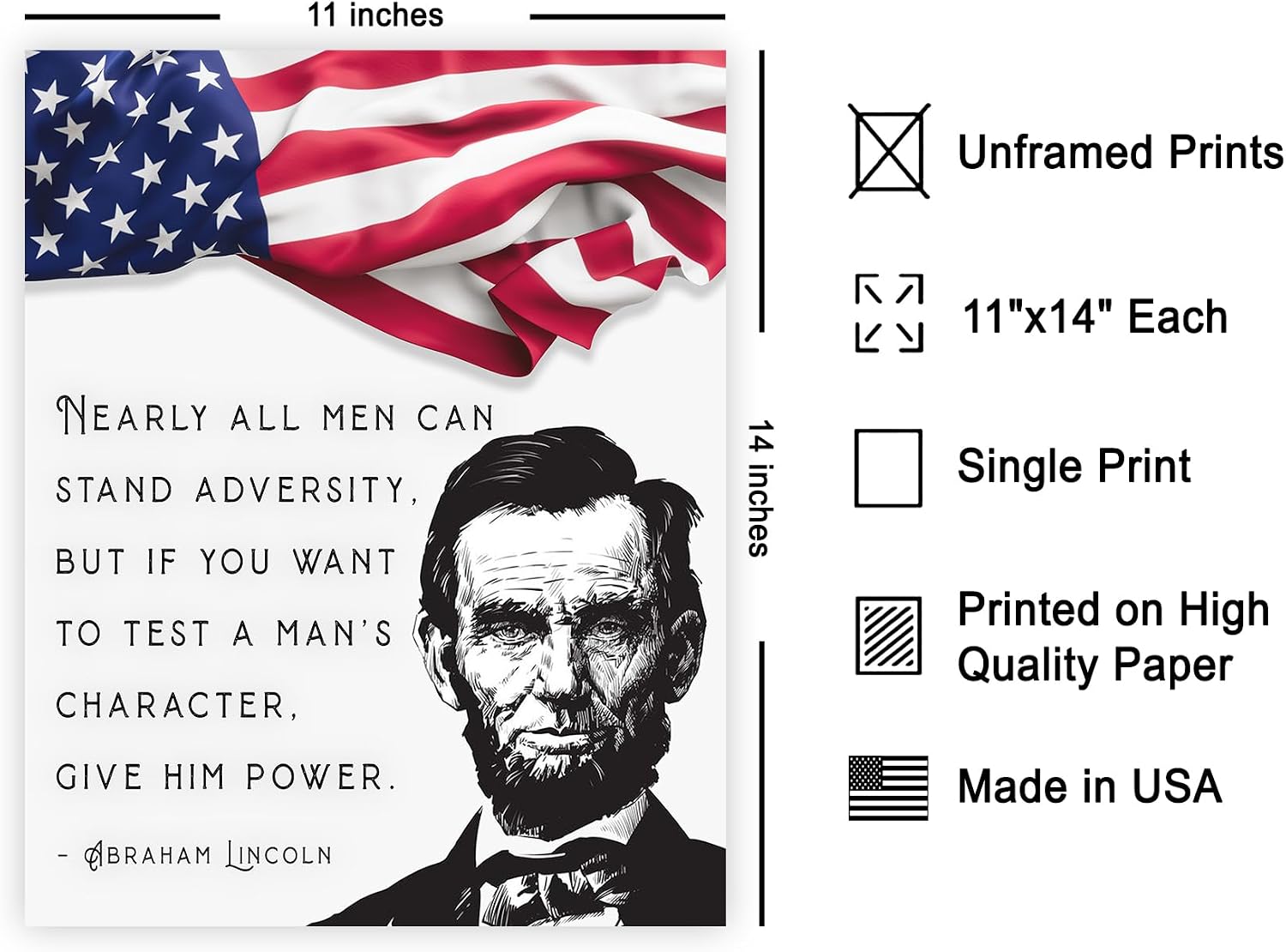 Poster Master God Is Always Right Poster - Abraham Lincoln Quote Print - Motivational Art - Christian Quote Art - Gift for Men & Women - Inspiring Decor for Bedroom or Office - 8x10 UNFRAMED Wall Art