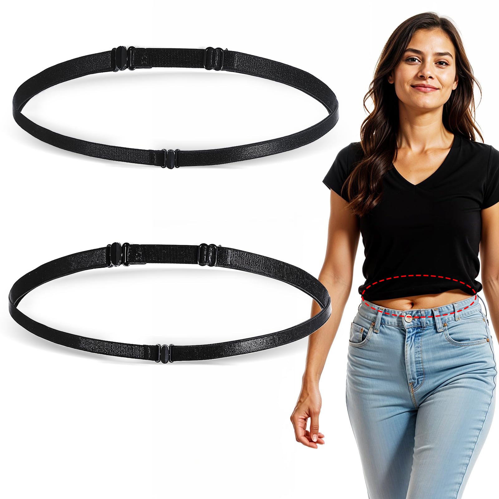 2PCS Women Sweater Tuck Band Tucky Belt Adjustable Shirt Tuck Band Women for T-Shirts Transform Your Wardrobe with