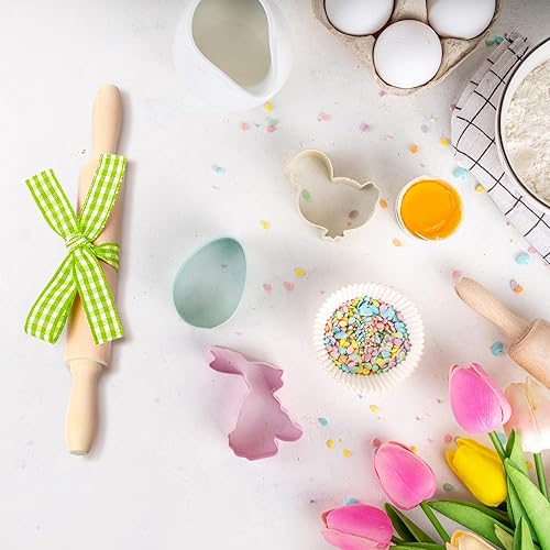 Miniatura 5 de 20 rodillos pequeños de madera de 5 pulgadas, rodillo de masa de madera con cinta a cuadros para herramientas de cocina, fondant, pasteles, pizza,