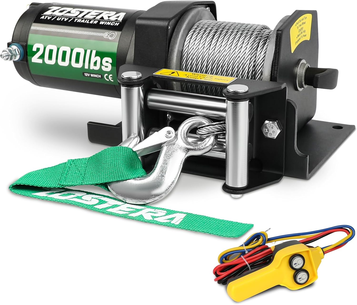 Zostera 2000lb Winch for ATV,Small Electric Winch 12V with
