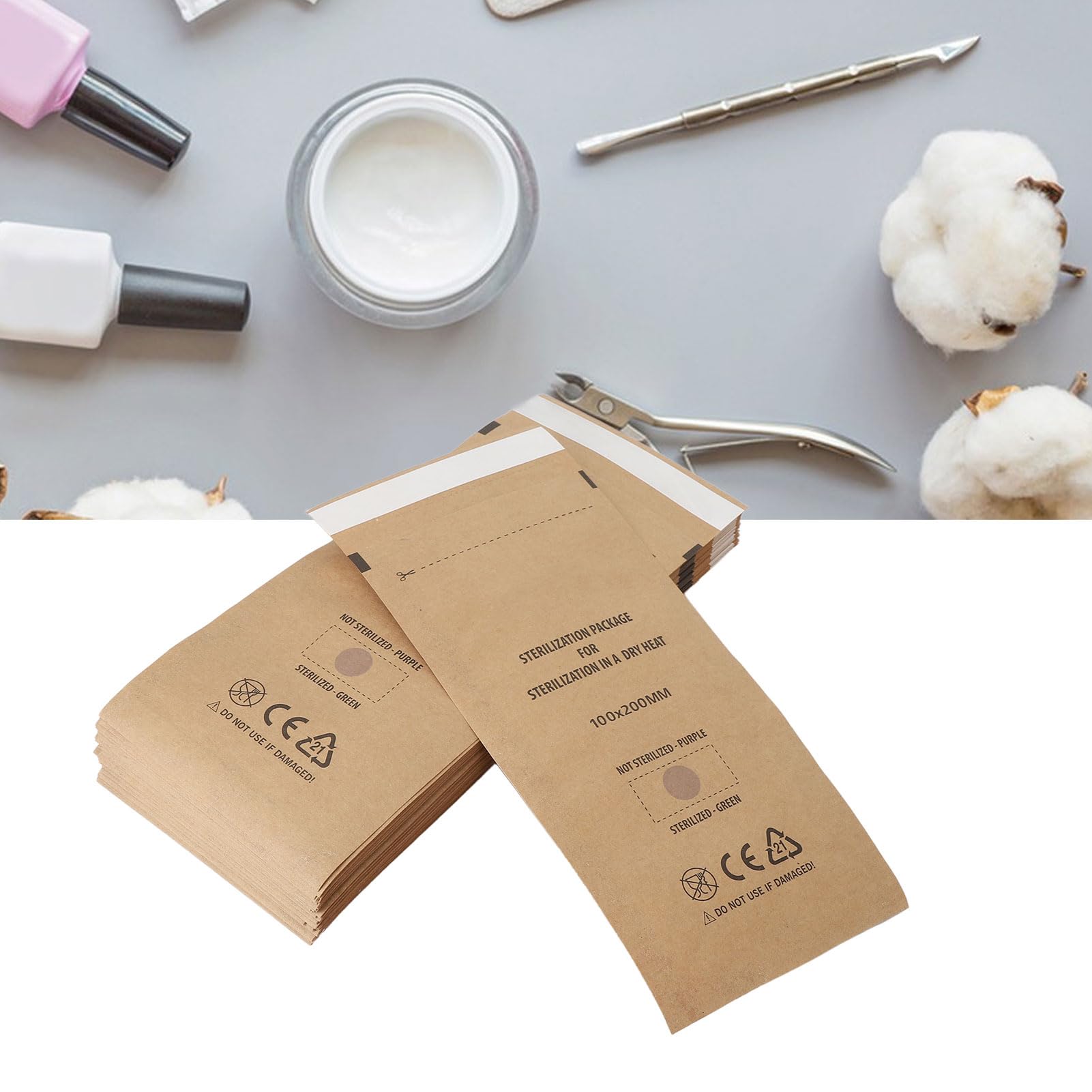 Nagelwerkzeug Selbstversiegelung Beutel Werkzeug Selbstversiegelungstasche, 100pcs Einwegpapierreinigungsbeutel mit Kosmetik, Nagel, Werkzeugen für Zuhause, Nagel Salon,