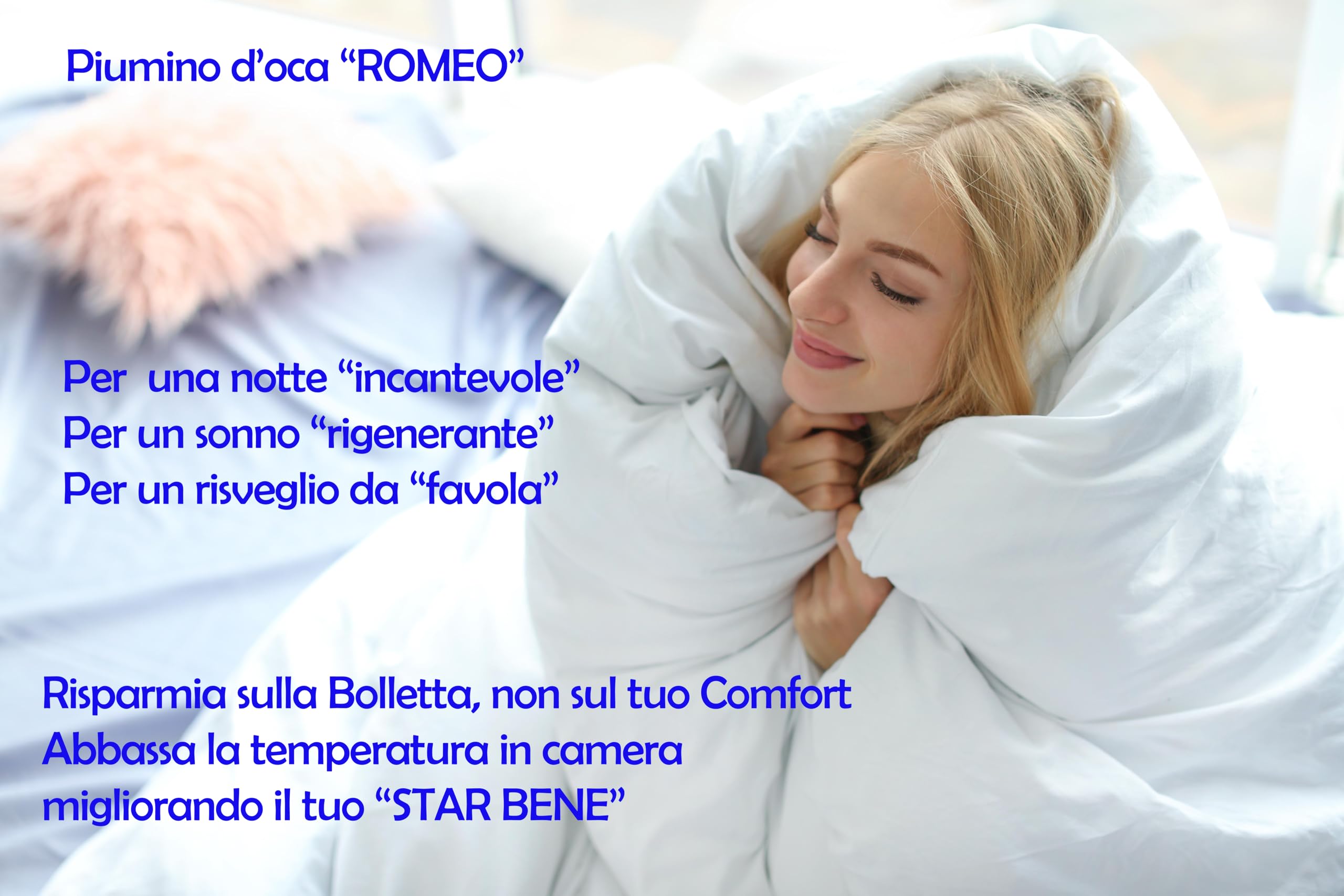 SofficePiuma - Daunex Piumino Letto 5 Punti Calore, Art ROMEO, Piumone Singolo, 340gr/mq (250x200 Matrimoniale standard)