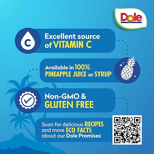 Miniatura 4 de Dole Fruta enlatada, trozos de piña en almíbar pesado, sin gluten, grapas de despensa, 20 onzas, 12 unidades, el embalaje puede variar