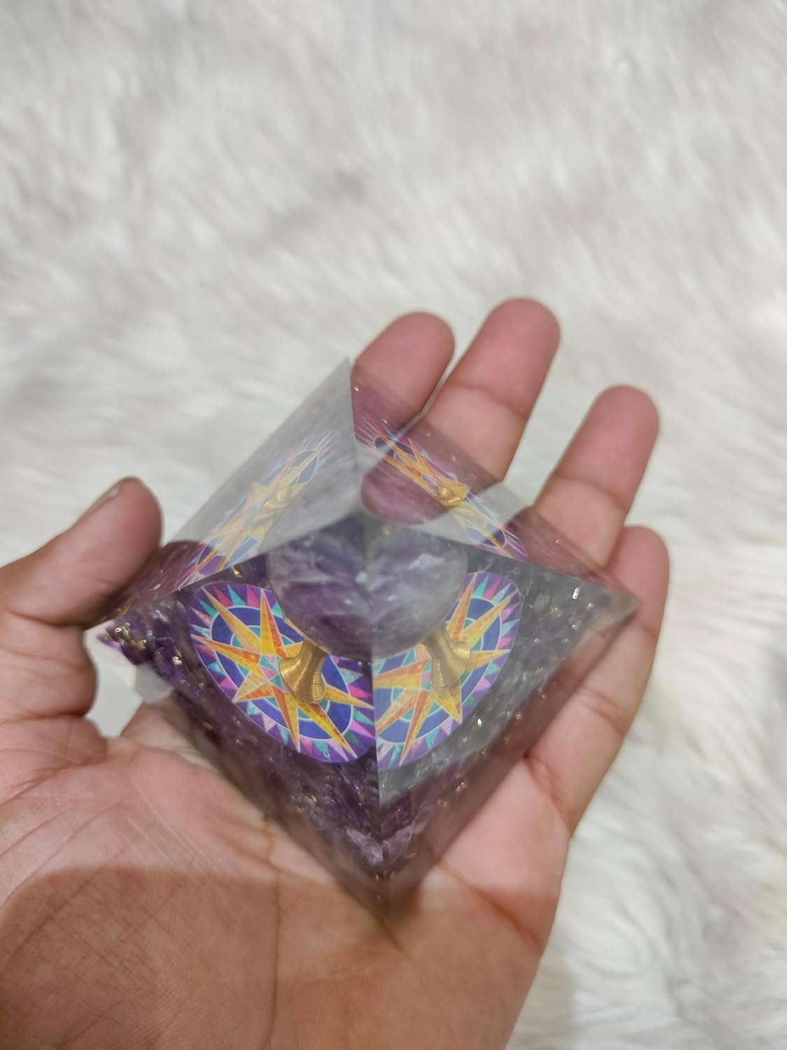 Fantasy Magic Amethyst Sphere Orgone Pyramid – Positive Energy & Chakra Healing