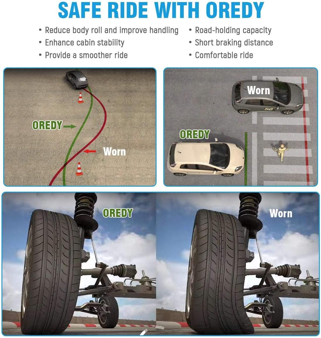 OREDY 4PCs Front & Rear Struts w/Coil Springs Kit for 2003 2004 2005 2006 Ford Expedition/Lincoln Navigator Shock Absorbers Assembly - Replace #171369 171370