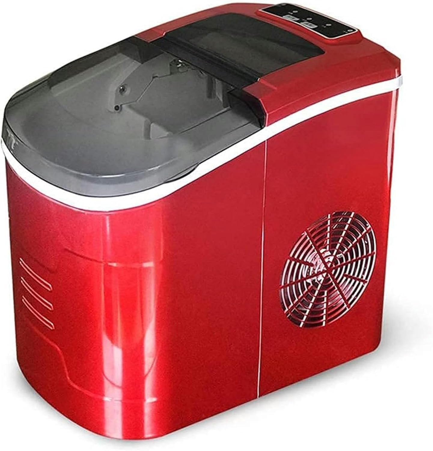 Ice Maker Machine Countertop,Portable Ice Cube Maker, Makes 33 Lbs Ice in 24 Hrs-Ice Cubes Ready in 8 Mins, Smart Tips, Electric Ice Making (Red)