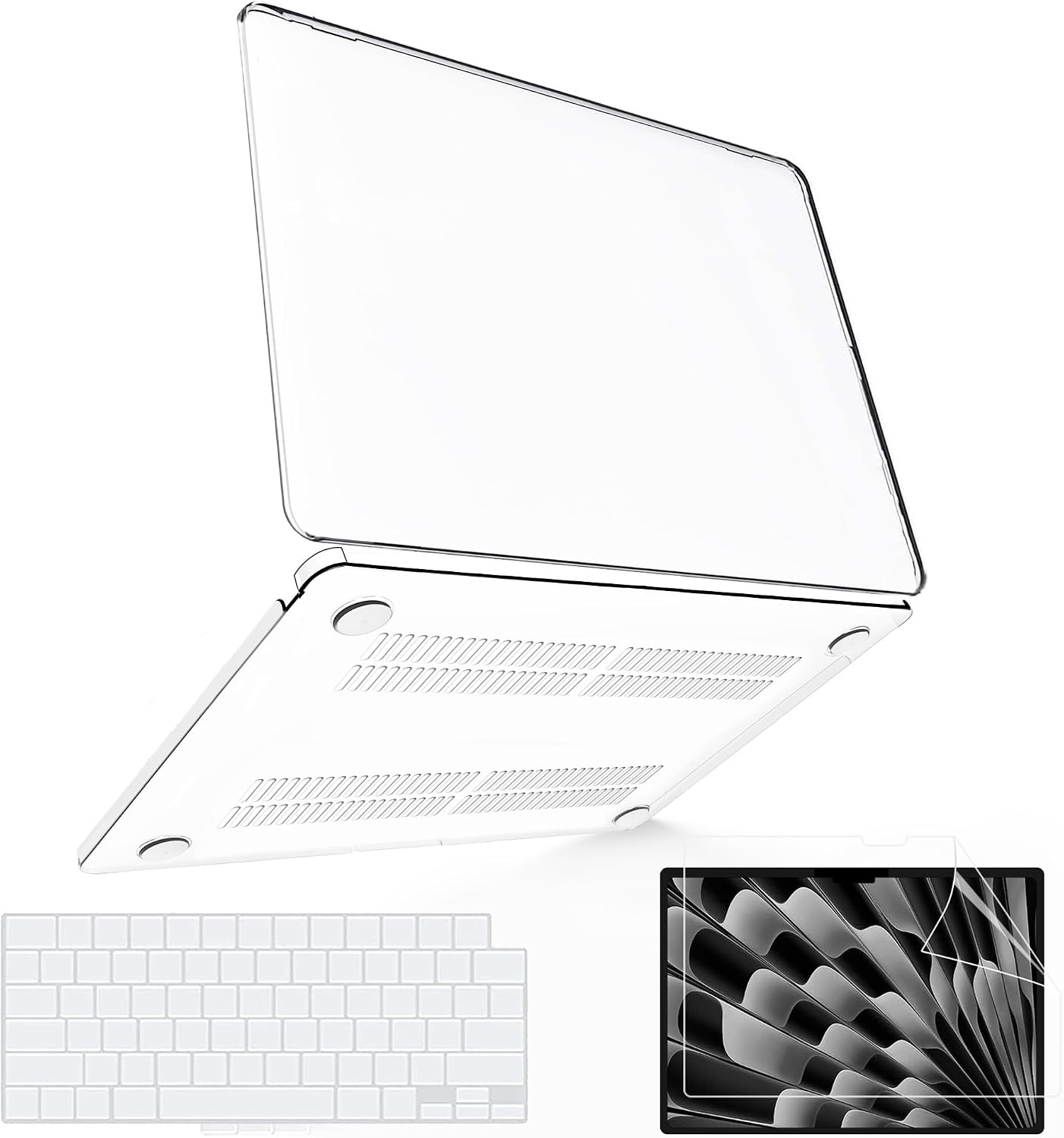 B BELK Compatible with New MacBook Air 15 inch Case 2023, MacBook Air Case M2 Chip A2941 with Touch ID Retina Display, Crystal Clear Laptop Plastic Hard Shell Case + Keyboard Cover + Screen Protector