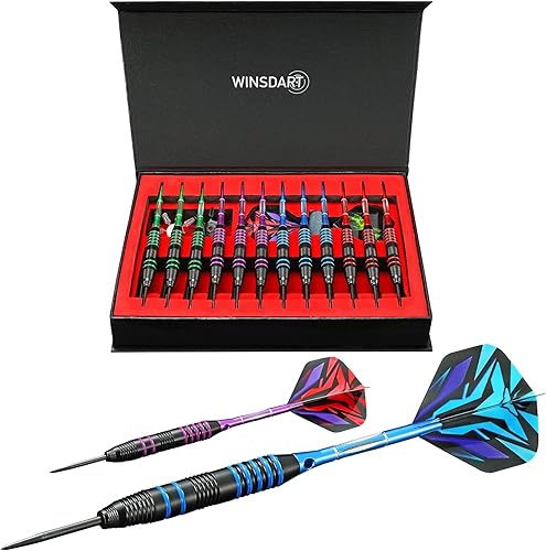 Miniatura 3 de Juego de dardos de punta de metal profesional para dardos de punta de acero con barril de hierro antideslizante, ejes de dardos de aluminio, vuelos