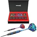 WINSDART Darts Metal Tip Set Professional Metal Darts for Dartboard Steel Tip Darts with Nonslip Iron Barrel Aluminum Dart Shafts,Extra Flights,Dart Sharpener,Gift Box