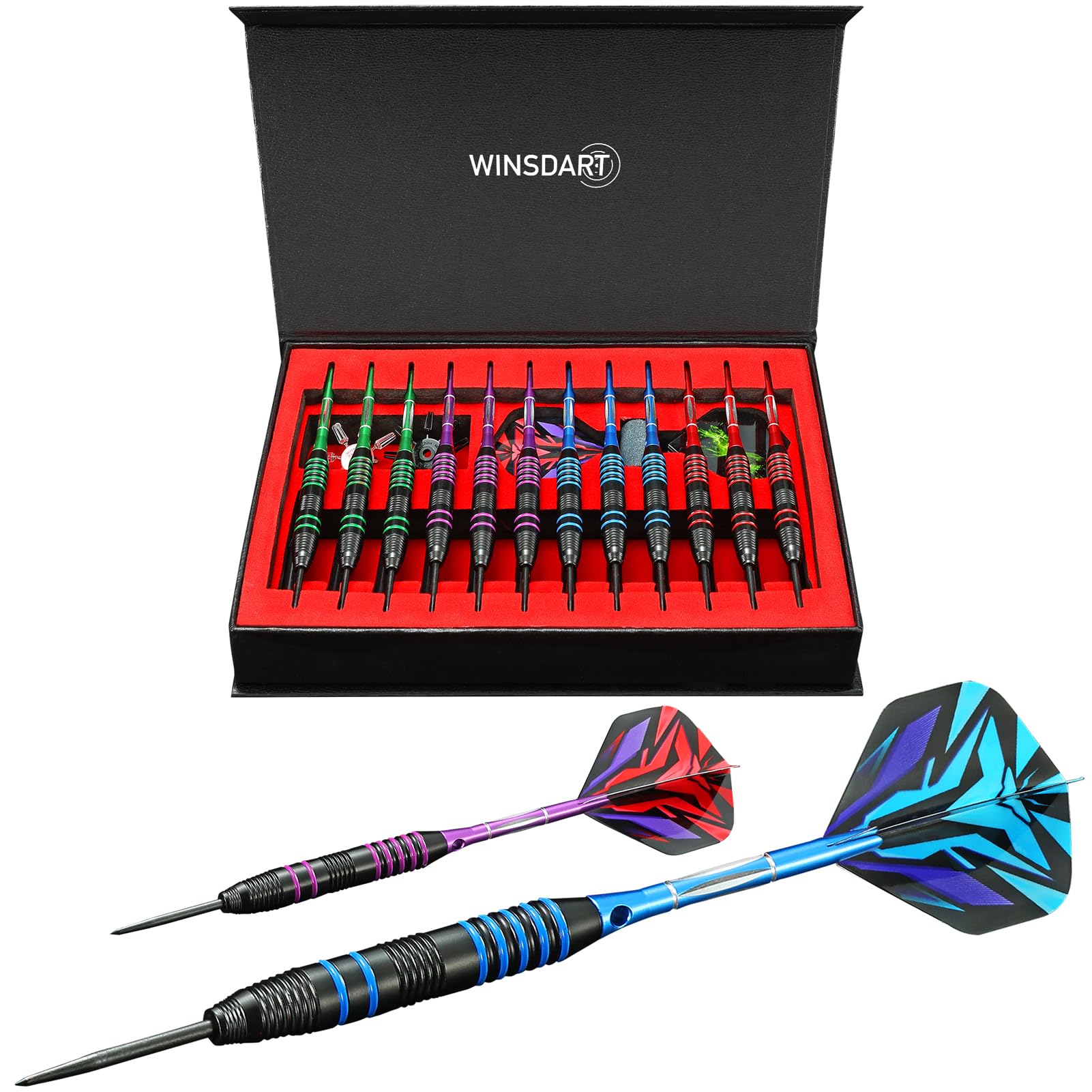 WINSDART Darts Metal Tip Set,Steel Tip Darts,12pcs 22g,Gift Box,Mens Gifts