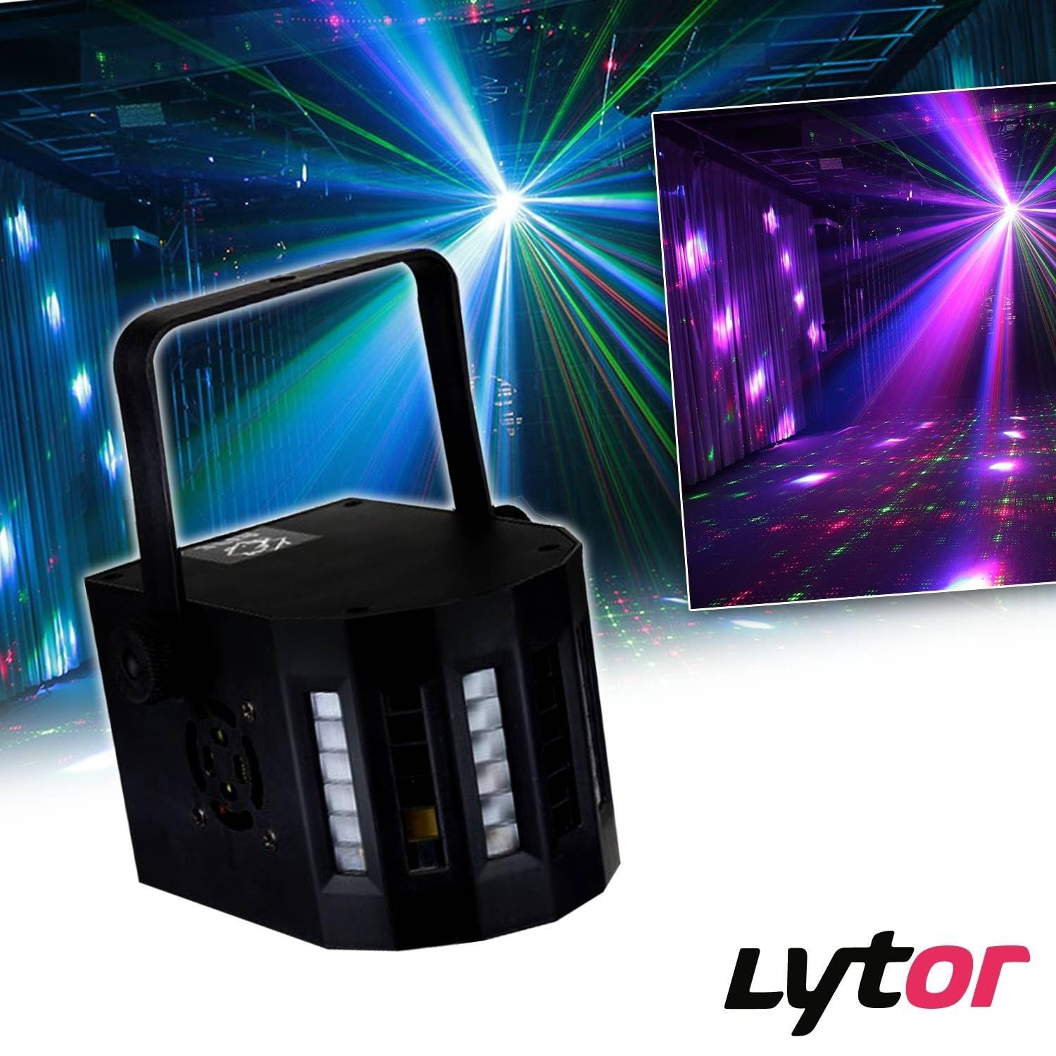 PACK Jeux de lumière Sono DJ LIGHT 2 EFFETS DERBY Noir 4 LEDs RGBW