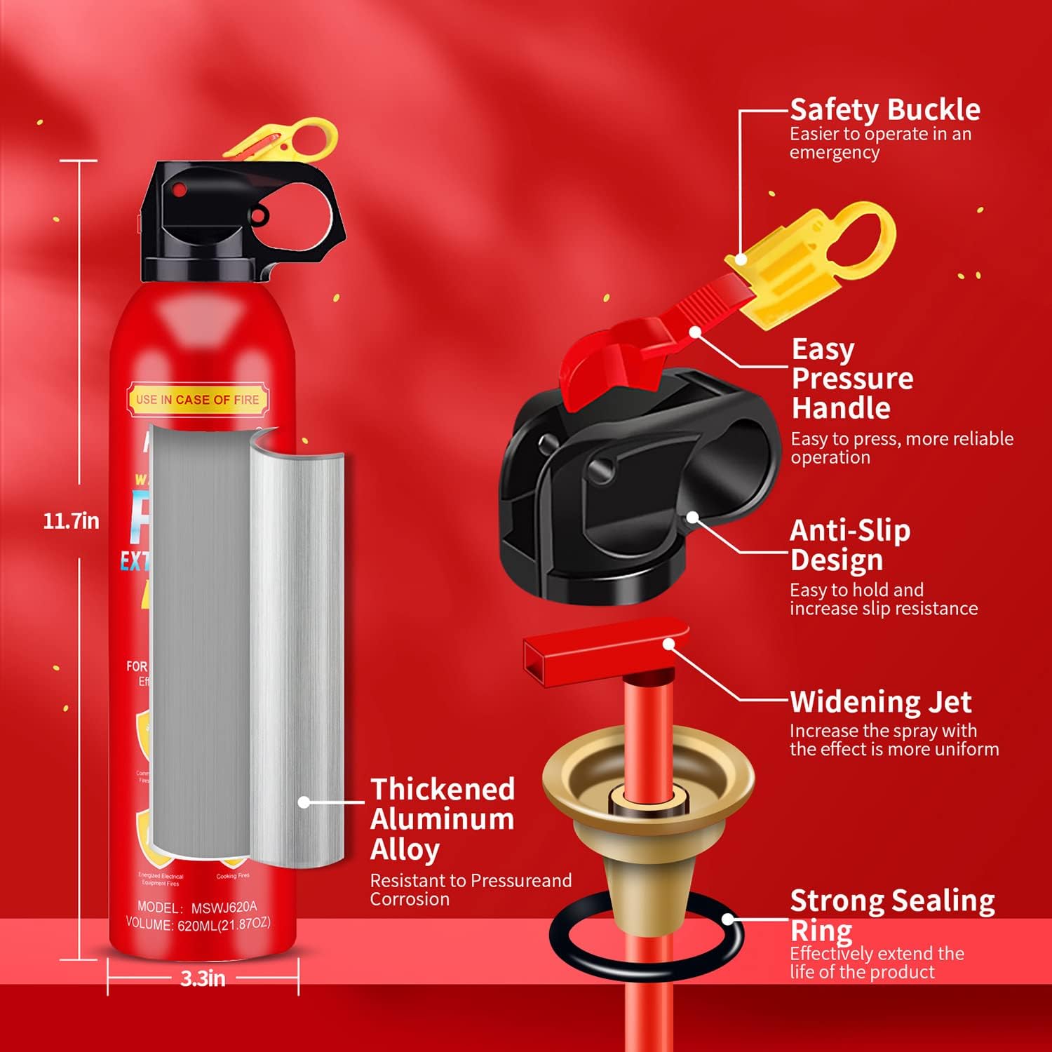 Portable Fire Extinguisher Spray With Bracket Can Prevent Re-Ignition,Best Suitable for The House/Car/Truck/Boat/Kitchen/Home Water-Based Fire Extinguishers Fire Type A/B/C/K 620ml (24 Pack)