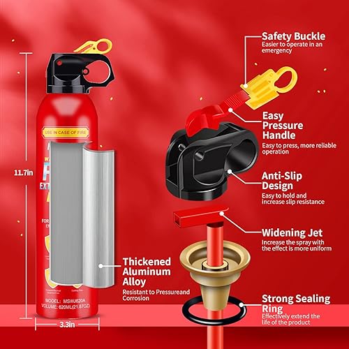 Miniatura 2 de Extintor de incendios portátil con soporte que puede evitar el reencendido, mejor adecuado para la casa, automóvil, camión, barco, cocina, hogar,