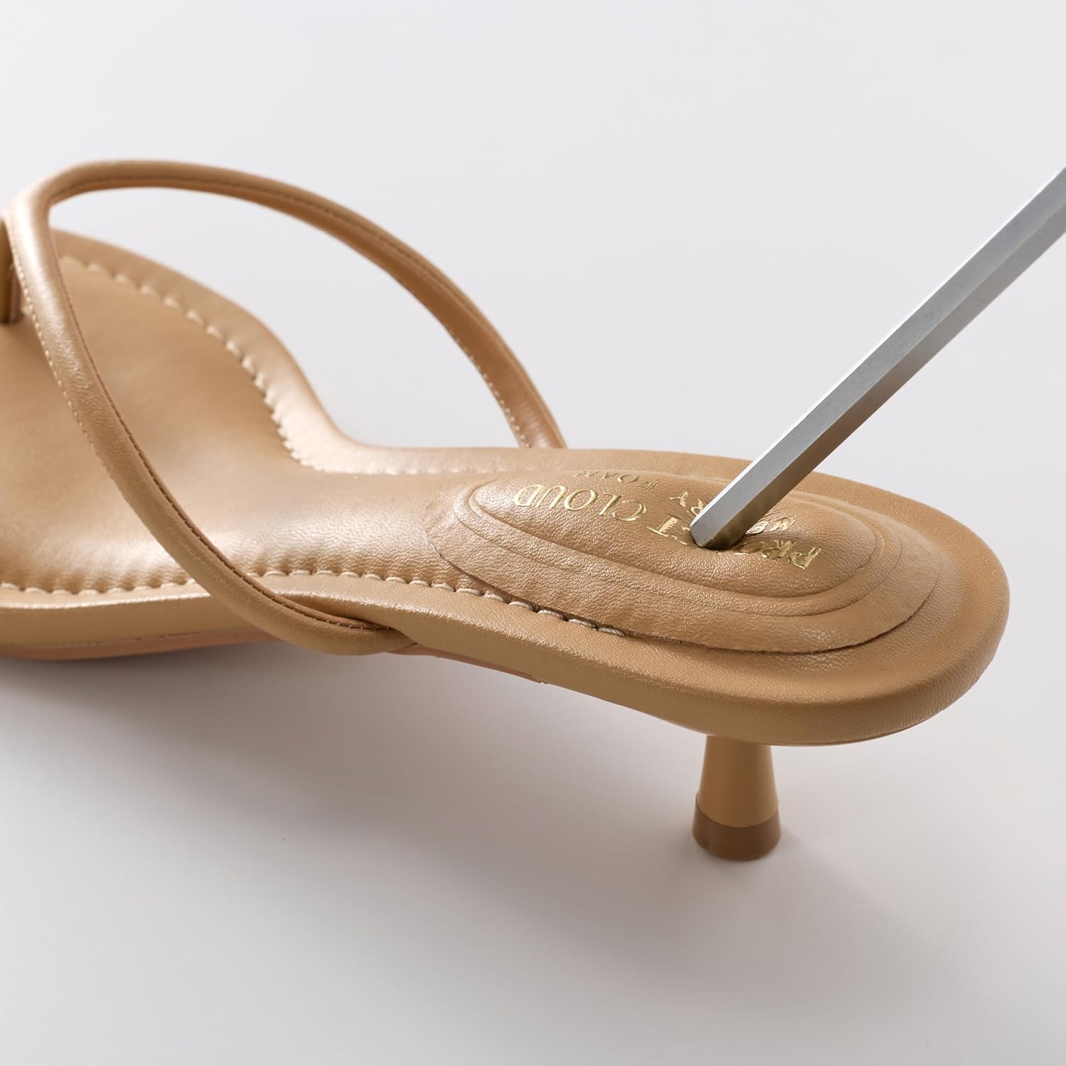 Project Cloud 100% Genuine Leather Sandals Women Footwear - Memory Foam Insole Fashion Dress Kitten Heels for Women - Lightweight and Comfortable Summer Sandals for Women 2026 (Mango) - Image 5