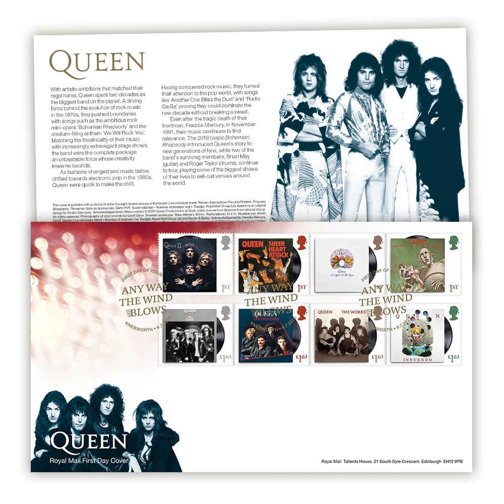 Queen Music Stamp Souvenir First Day Cover 2020