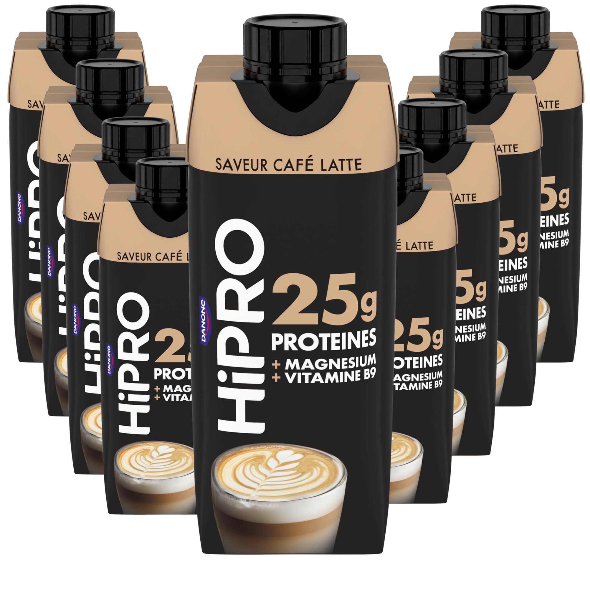 Hipro - Boisson protéinée goût café latte - 330ml - Lot de 8x330ml