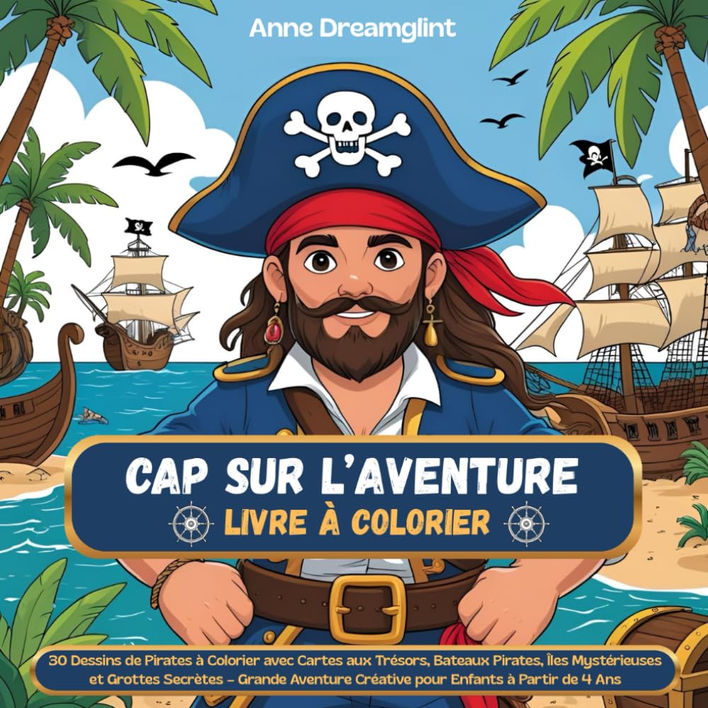 Cap sur l’Aventure - Livre à Colorier: 30 Dessins de Pirates à Colorier avec Cartes aux Trésors, Bateaux Pirates, Îles Mystérieuses et Grottes ... Aventures fantastiques pour enfants créatifs)