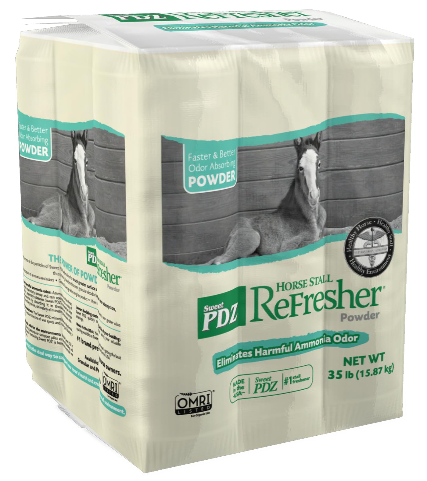 Horse Stall Refresher Powder, Stall Refresher Odor Eliminator, Horse Stall Odor Eliminator, 35 lbs