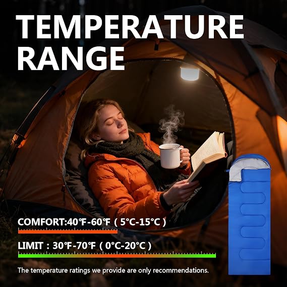 Sleeping Bags, Lightweight Camping Sleeping Bag for Adults, Kids, Hiking, Outdoor, Travel, Cold Weather & Warm