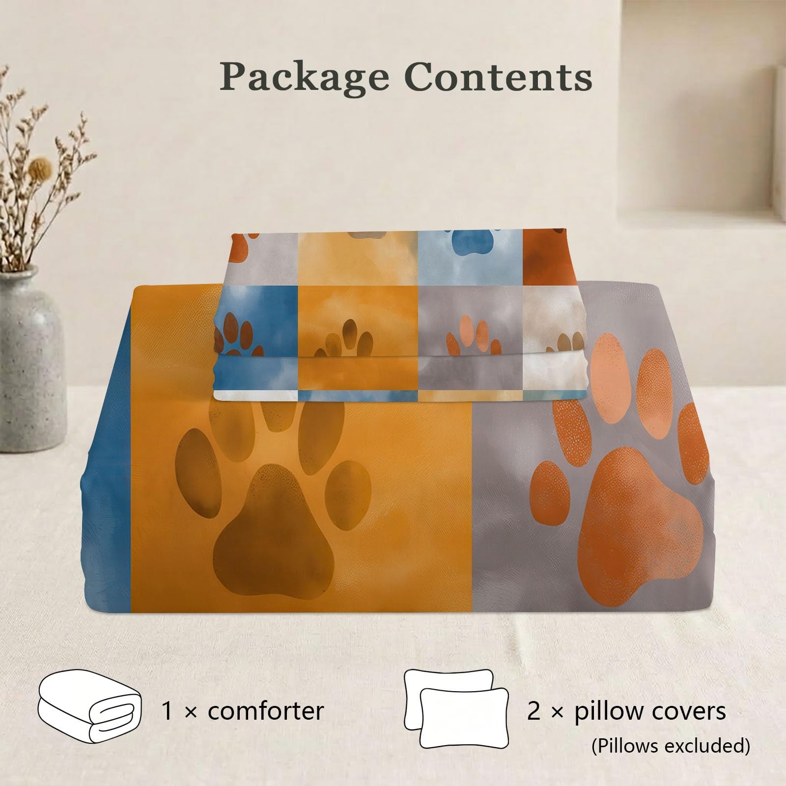 Sommerdecke ohne bezug 155x220 cm Braun Modern Cartoon Stil Antiallergisch Leichtsteppbett & Ganzjahresdecke - Waschbar mit 2 Kissenbezügen Tiere Pfotenabdrücke Weiche und Atmungsaktive Wende