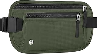 Geldgürtel für Damen und Herren, Diebstahlsicher Flache Bauchtasche mit RFID-Schutz, Ultraflach Versteckte Geldgürtel, Reise Bauchtasche für Reise Sport, Passt für Reisepass, Telefon und Bargeld