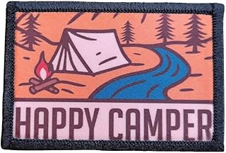 Happy Camper Morale Patch Removable Hook and Loop for Molle Gear, Operator Hat, Rucksack, Pack Bag, Backpack, Made in The USA