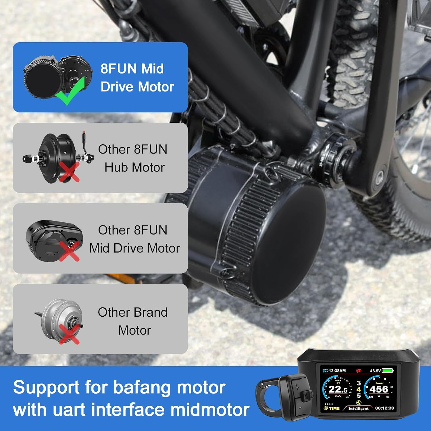 5Pin Female Ebike LCD 750C Display Fit for Bafang BBS01B BBS02B Drive Motor, for G320 / G340, CAN-Bus Communication UART Protocol, 24V/36V/48V Compatible, Bike Computer