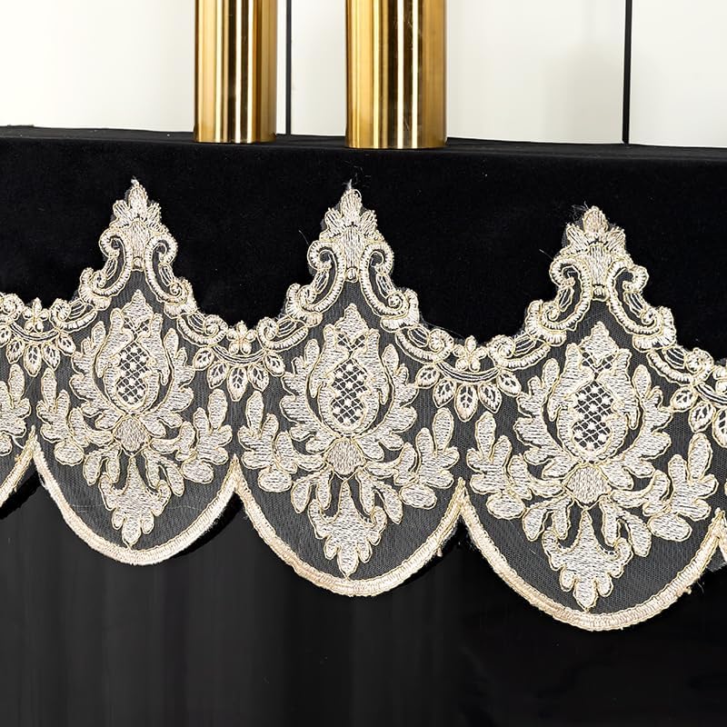Piano cover - piano Cover Scarf - New Scandinavian Modern Minimalist - lace Embroidery Piano Cover - can Decorate, Dust (Black)