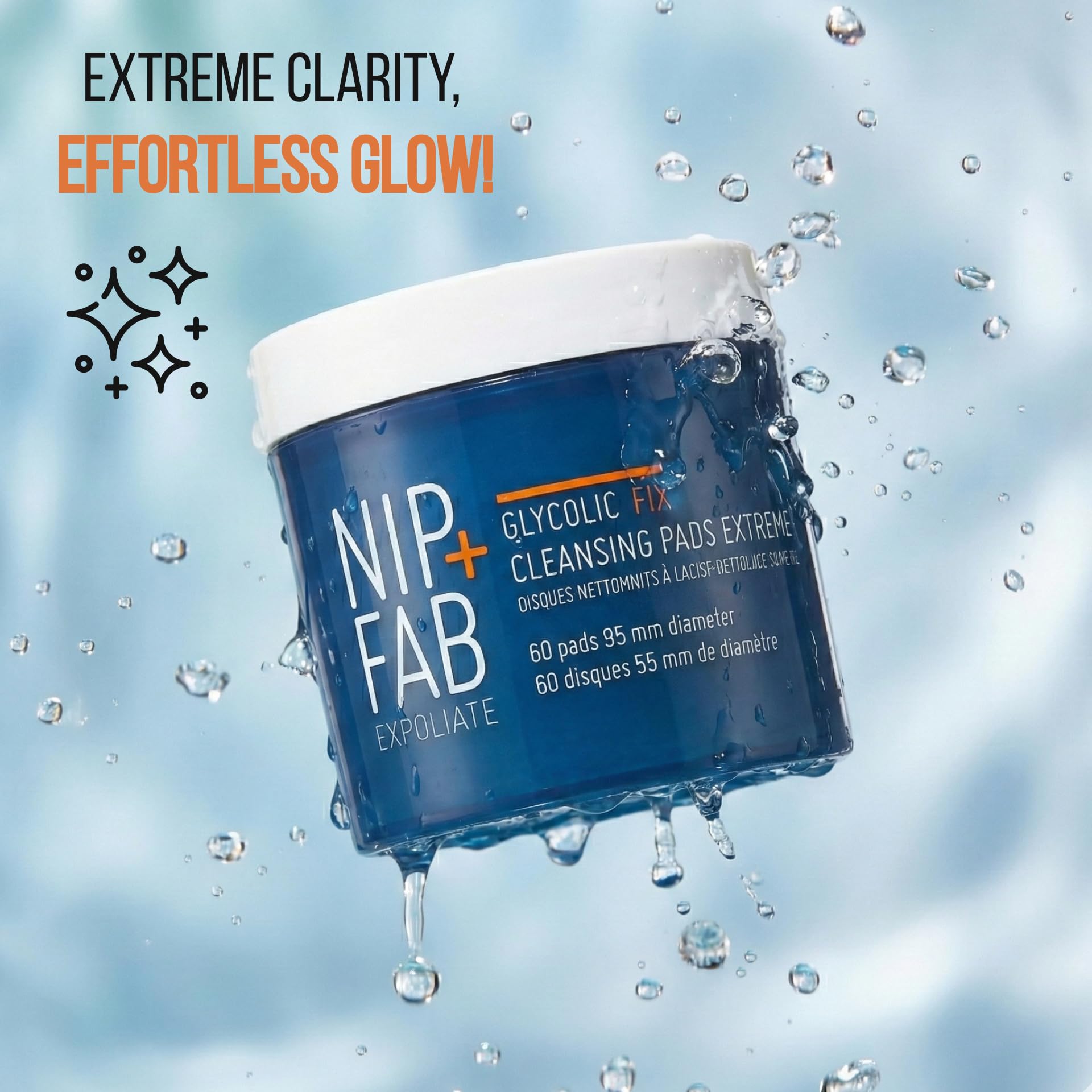 Nip + Fab Glycolic Fix Night Pads Extreme | Złuszczające Płatki z Kwasem Glikolowym na Noc | Peeling Kwasowy | Skoncentrowany Peeling Kwasowy | 60 sztuk