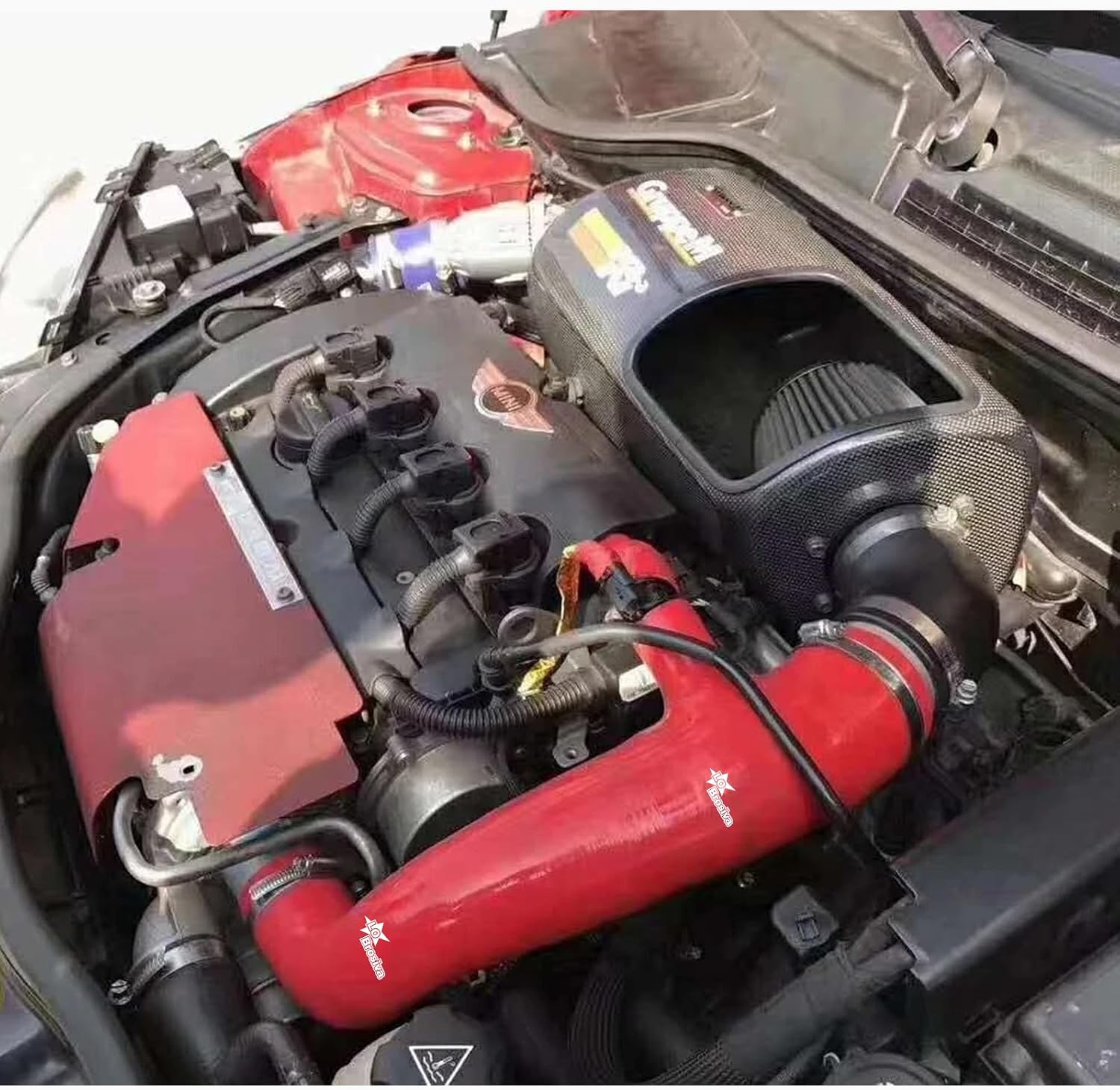 Fit 2007-2014 Mini Cooper S R55 R56 R57 N14 JCW Clubman Silicone Air Intake Boost Hoses 4-Plyer (Red)