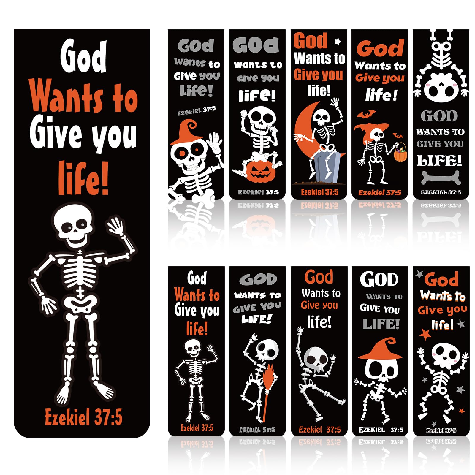 Zhanmai 200pcs Skeleton Halloween Christian Bible Verse Bookmarks
