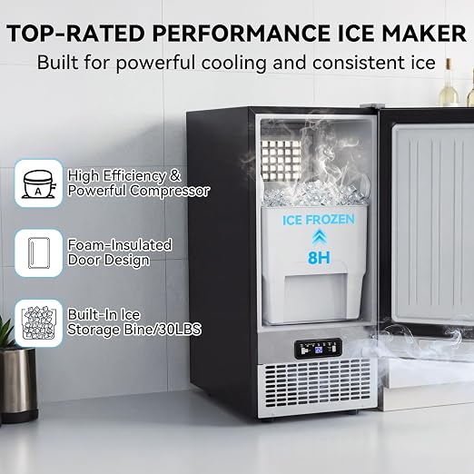 Fabricadora de hielo comercial SOZT 120 lbs/24h con puerta reversible miniatura 2