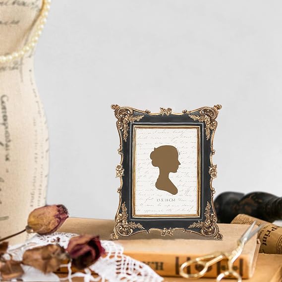 Sunlit Vintage Picture Frame 5x7 Inch, Luxury Antique Photo Frames with Glass Front, Photo Display, Tabletop Wall Hanging, Gift Ideas, Black
