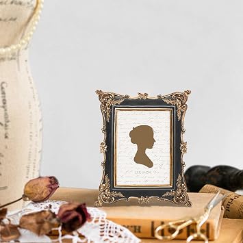 Sunlit Vintage Picture Frame 5x7 Inch, Luxury Antique Photo Frames with Glass Front, Photo Display, Tabletop Wall Hanging, Gift Ideas, Black