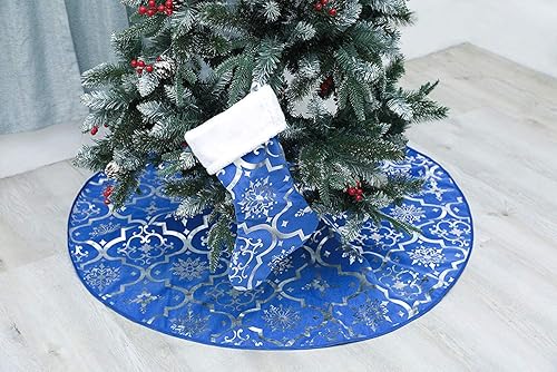 Miniatura 52 de Pie de árbol de Navidad FLASH WORLD, con estampado de nieve (color blanco, 36 pulgadas)