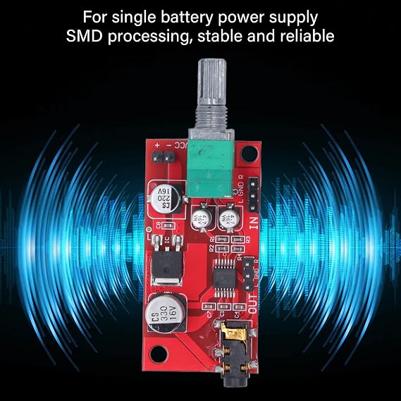 Mini Headphones Amplifier Module, 3.5mm Interface Earphone Preamplifier Board, Stereo Headphone Earphone Amp, Volume Control Audio Booster with 3.5mm Jack