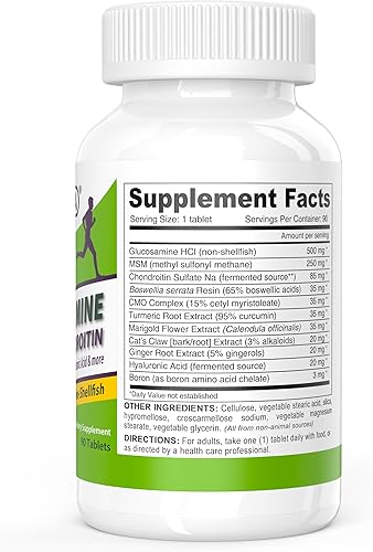 Miniatura 4 de DEVA Glucosamina vegana MSM y condroitina + cúrcuma, CMO, boswellia, ácido hialurónico y más, fórmula mejorada no animal, 90 tabletas