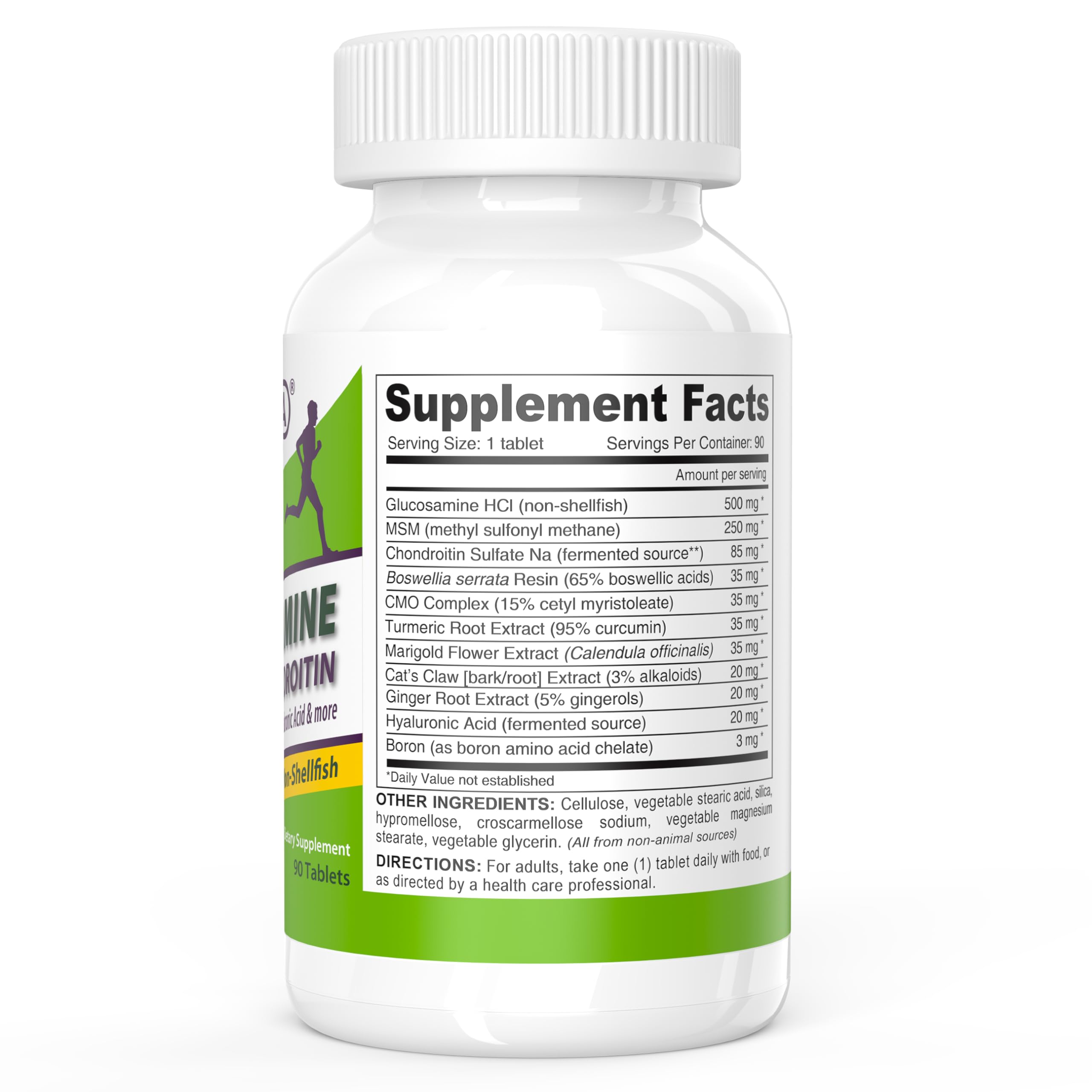 DEVA Vegan Glucosamine MSM & Chondroitin + Turmeric, CMO, Boswellia, Hyaluronic Acid & More, Improved Non-Animal Formula, 90 Tablets — Amazon image 4