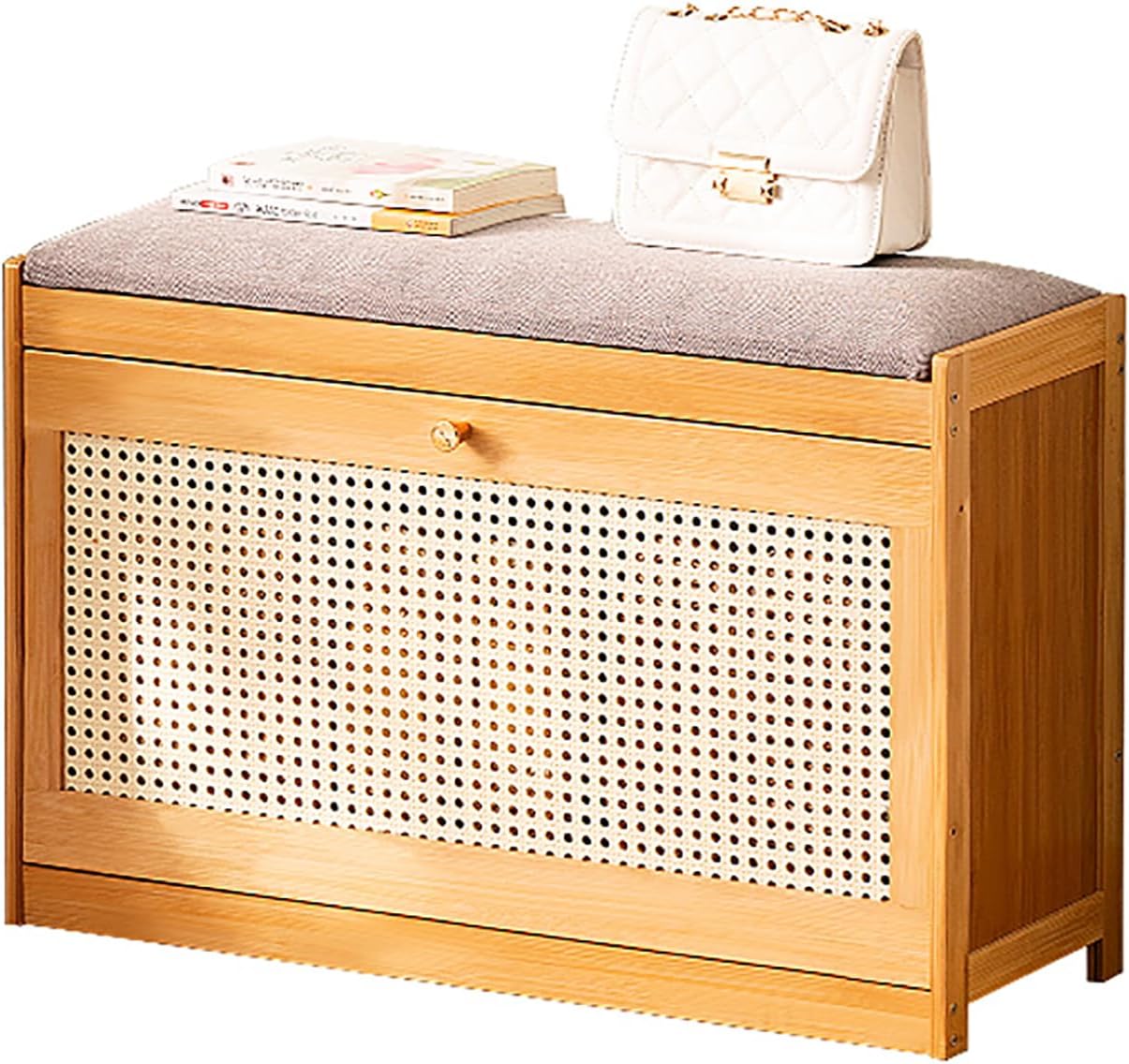 Narrow Shoe Cabinet 2-Tier Entryway Bench with Adjustable Storage Shelf Foldable Drawer nizer for Farmhouse Hallway Stylish Entry Storage Solution