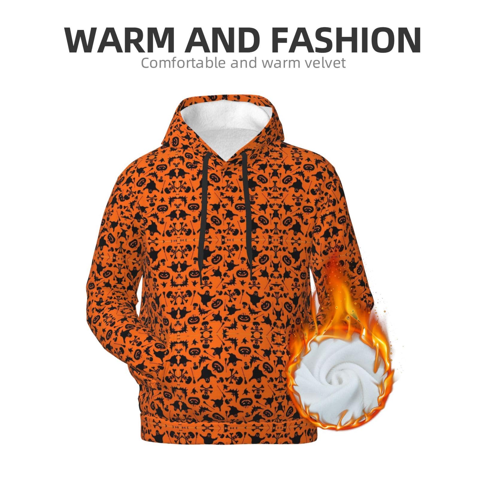 Męska bluza z kapturem z nadrukiem na Halloween, casualowa grafika z nadrukiem bluzy z kapturem z kieszenią