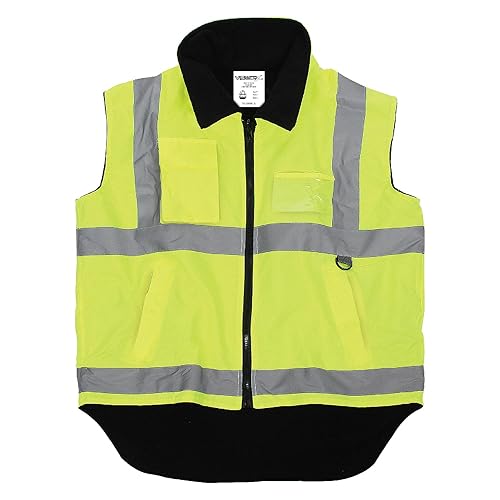 VISWERX Chaleco reversible de alta visibilidad con forro polar  ANSI CL2  Chaleco reflectante de seguridad para áreas de trabajo, construcción y
