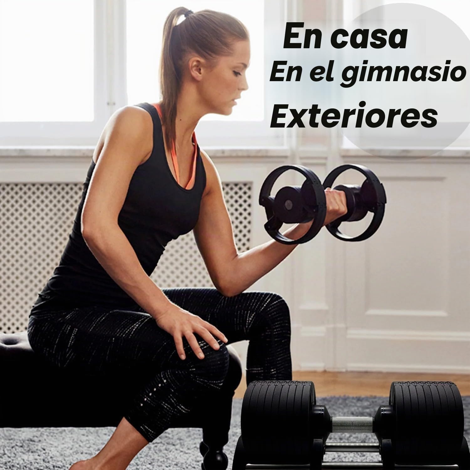 Par de mancuernas ajustables de 32 kg (con soporte)