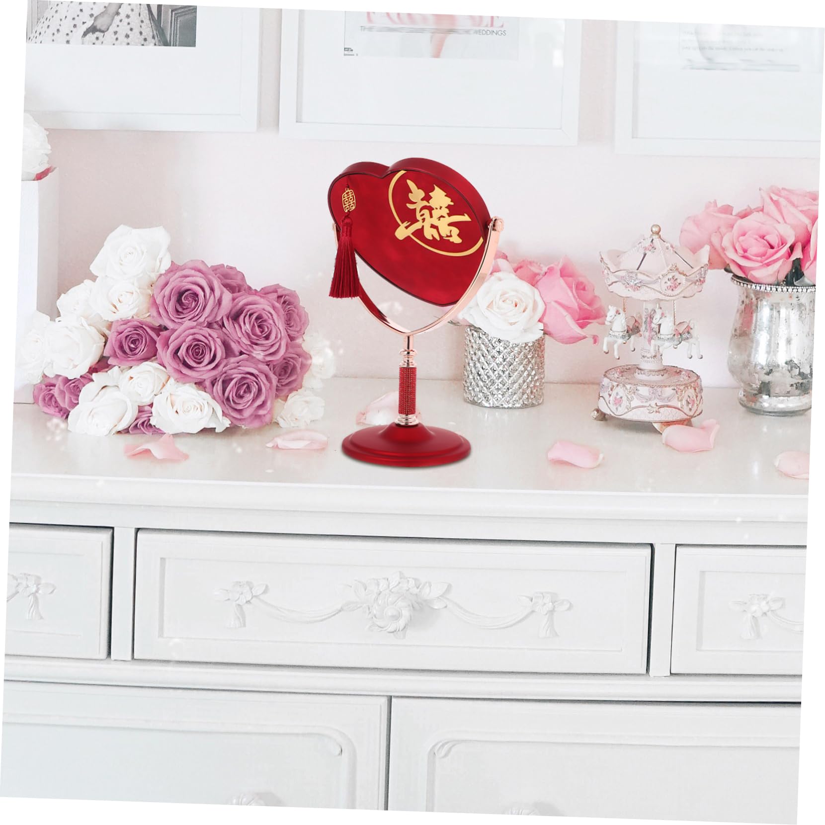 5stücke Makeup Spiegel Für Tisch Herzform Kosmetik Spiegel Für Hochzeiten Tragbarer Eitelkeitsspiegel Für Damen Für Schlafzimmer Und Schminktisch
