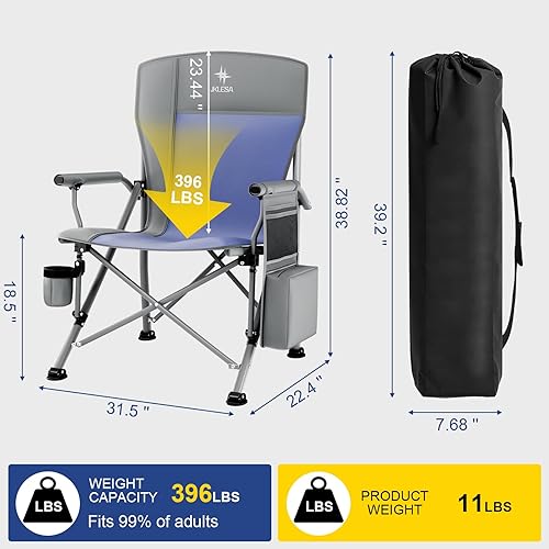 Miniatura 2 de Silla de campamento XL resistente con capacidad de 396 libras (525 libras máxima), tela Oxford 1680D impermeable, asiento y respaldo acolchados de 2