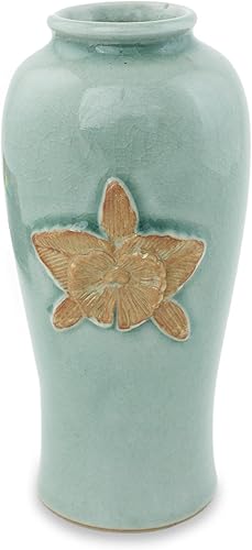 NOVICA Blue Orchidee 'Seladon Keramik Vase