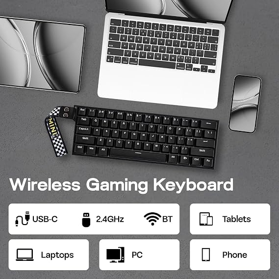 EPOMAKER Aula MINI60 HE Wireless Gaming Keyboard, 8K Hz Polling, SOCD & DKS, 60% Hall Effect Keyboard with Fast Trigger & Adjustable Actuation, RGB, PBT Keycap, for Win/Mac (Standard)