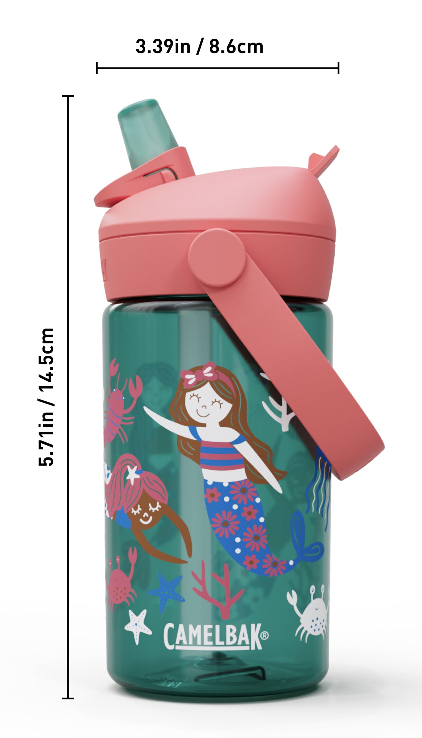 CamelBak Thrive Flip Straw Kids 415 ml – bouteille de sport – étanche – taille adaptée aux enfants – bouchon facile à boire – idéal pour les déplacements – Mermaid Friends, taille: OS