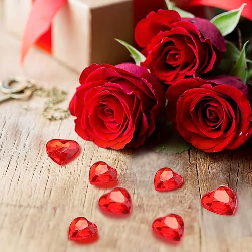 Miniatura 5 de 200 piezas de corazón acrílico para el día de San Valentín decoración de mesa de corazón de boda diamantes de imitación de corazón de espalda plana