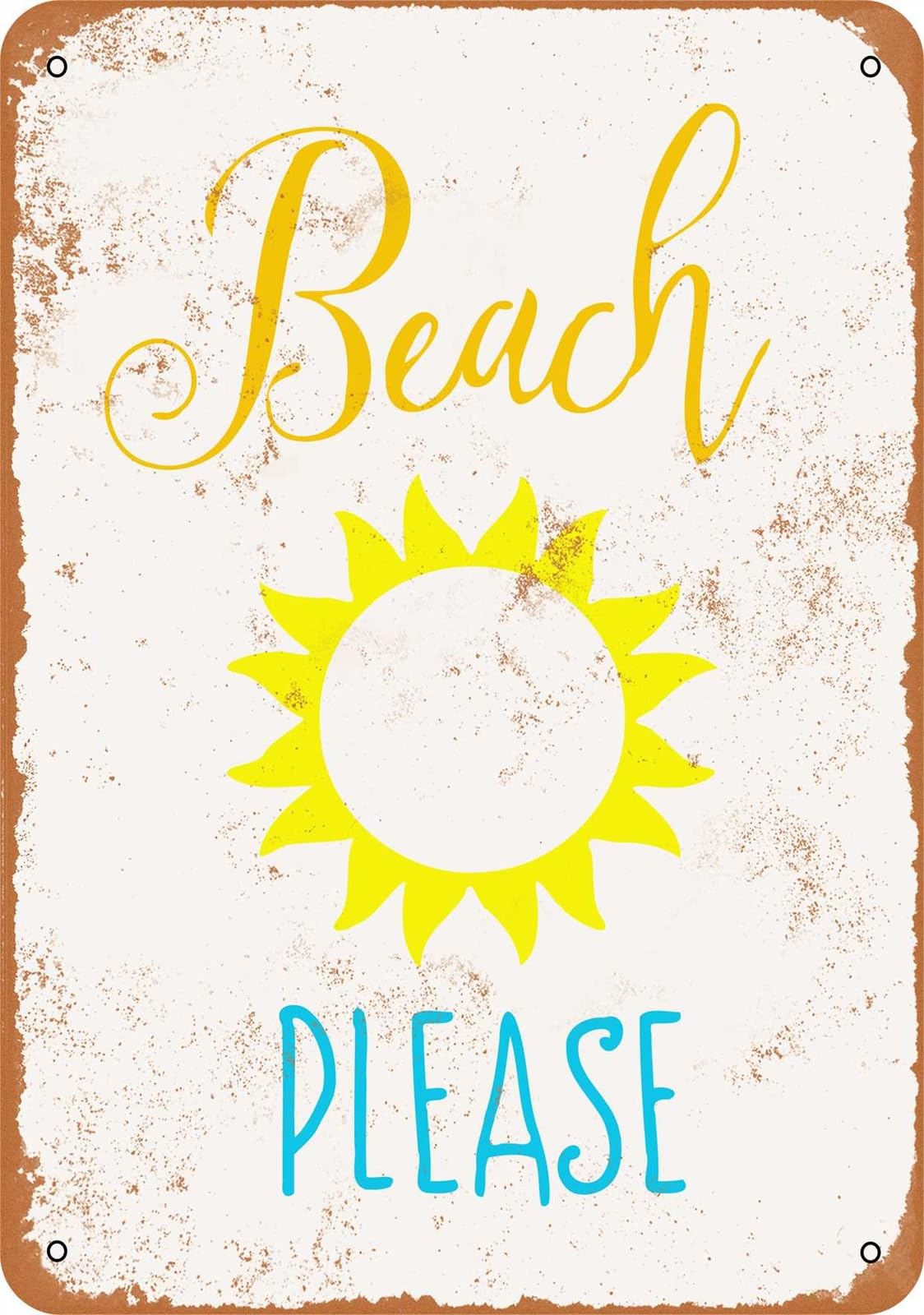 Miaomansenstore Metal Sign - Beach, Please, Sun - Vintage Look Home Decor